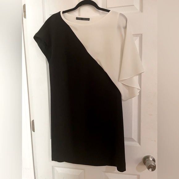 Zara Dresses & Skirts - Zara Black Asymmetrical Sheath Dress Cocktail